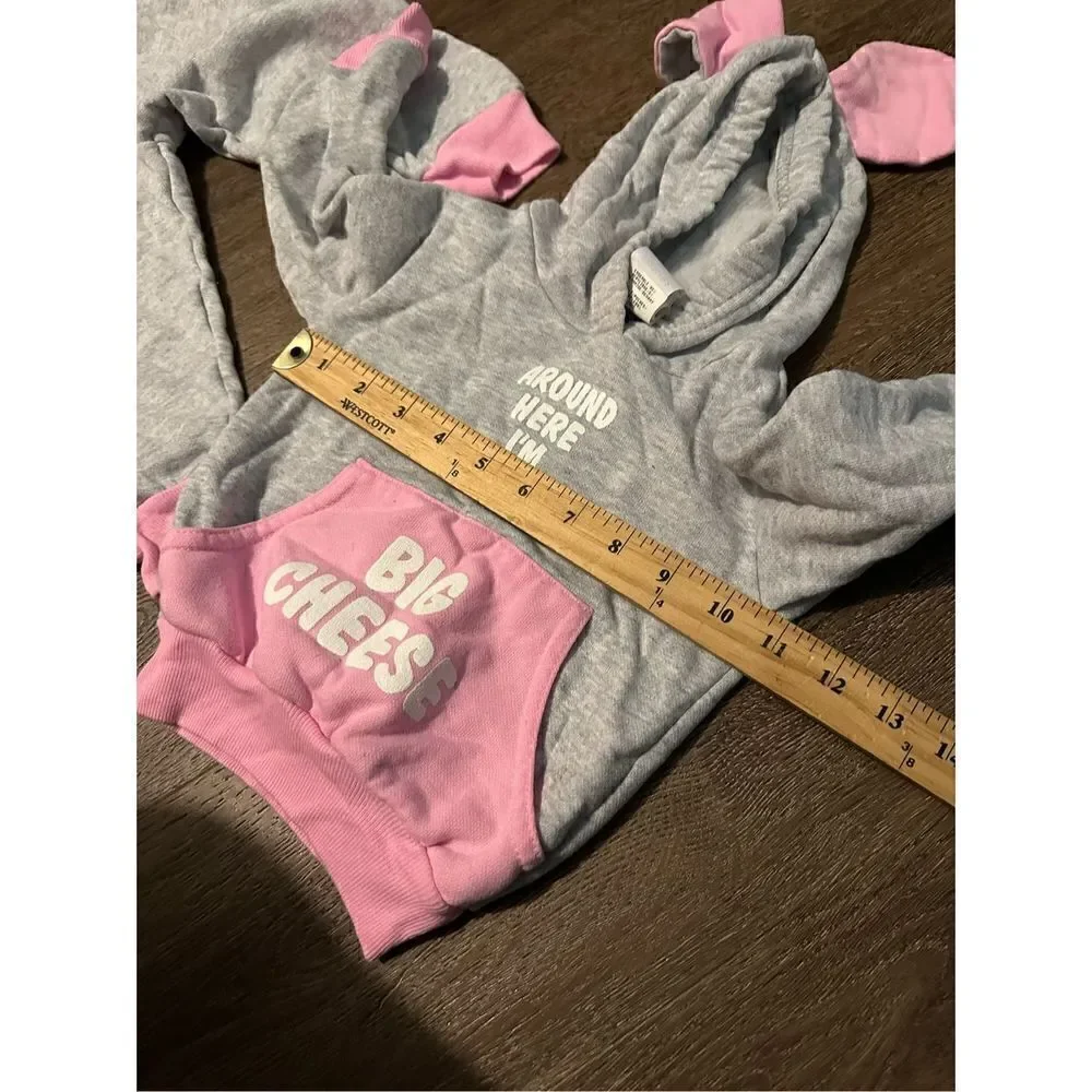 Vintage Jog Togs Kids I’m the Big Cheese Mouse Sweatsuit Hoodie Outfit Girls 2T